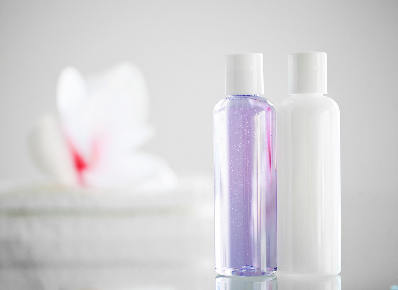 Shower supplies. Composition cosmetic products of spa treatment.